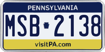 PA license plate MSB2138