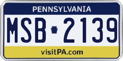 PA license plate MSB2139