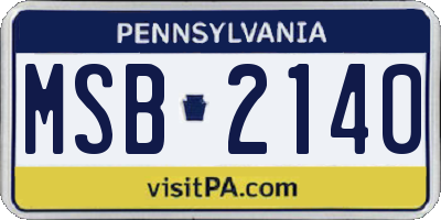 PA license plate MSB2140