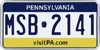 PA license plate MSB2141
