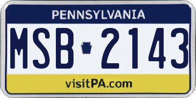 PA license plate MSB2143