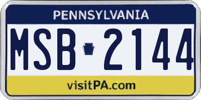 PA license plate MSB2144