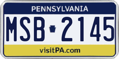 PA license plate MSB2145