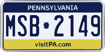 PA license plate MSB2149