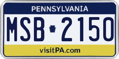 PA license plate MSB2150