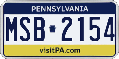 PA license plate MSB2154