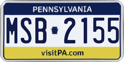 PA license plate MSB2155