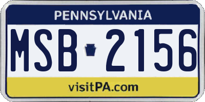 PA license plate MSB2156