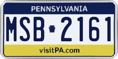 PA license plate MSB2161