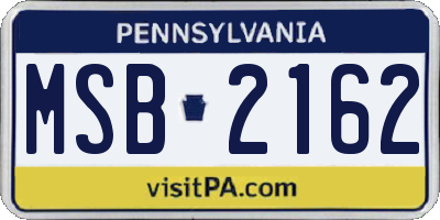 PA license plate MSB2162