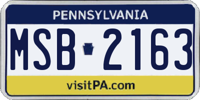 PA license plate MSB2163