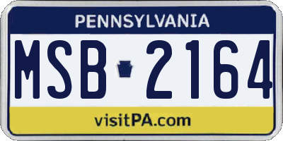 PA license plate MSB2164