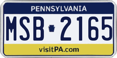 PA license plate MSB2165