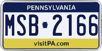 PA license plate MSB2166