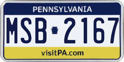 PA license plate MSB2167