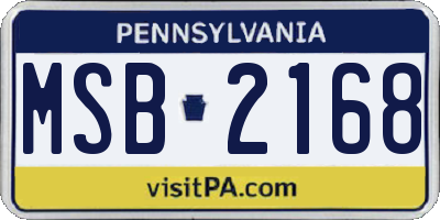 PA license plate MSB2168