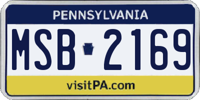 PA license plate MSB2169