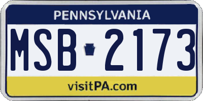 PA license plate MSB2173