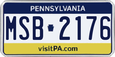 PA license plate MSB2176