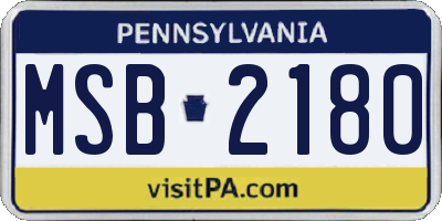 PA license plate MSB2180