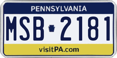 PA license plate MSB2181