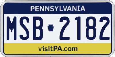 PA license plate MSB2182