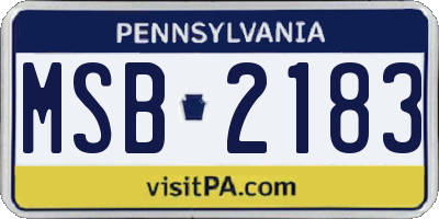 PA license plate MSB2183