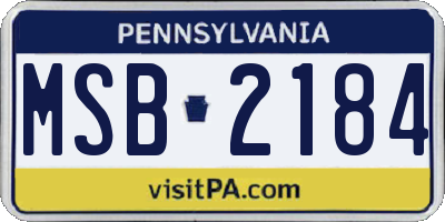 PA license plate MSB2184