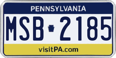 PA license plate MSB2185