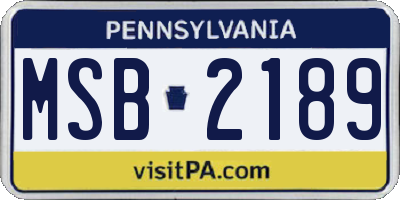 PA license plate MSB2189