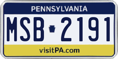 PA license plate MSB2191