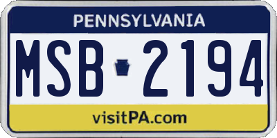 PA license plate MSB2194