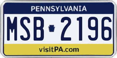 PA license plate MSB2196