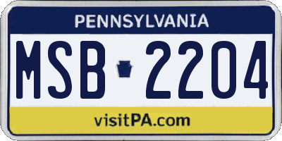 PA license plate MSB2204