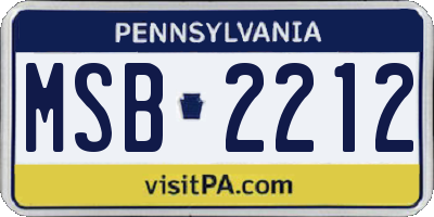 PA license plate MSB2212