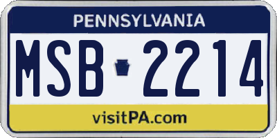 PA license plate MSB2214
