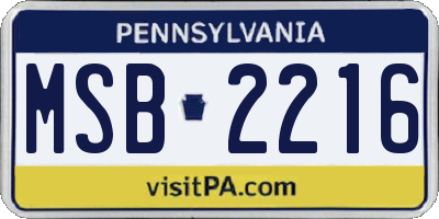PA license plate MSB2216