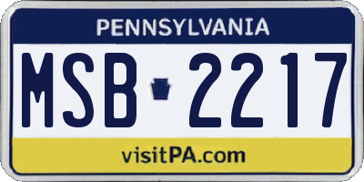 PA license plate MSB2217
