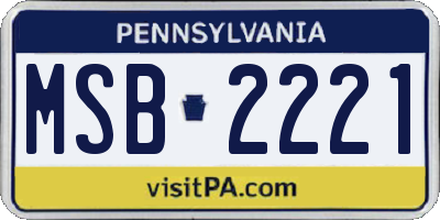 PA license plate MSB2221