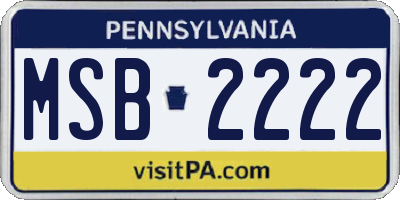 PA license plate MSB2222