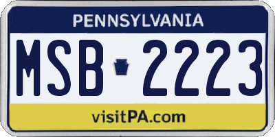 PA license plate MSB2223
