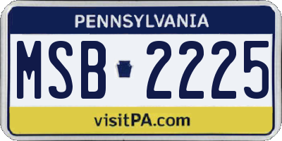 PA license plate MSB2225