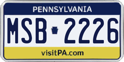 PA license plate MSB2226