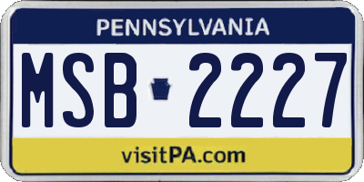 PA license plate MSB2227