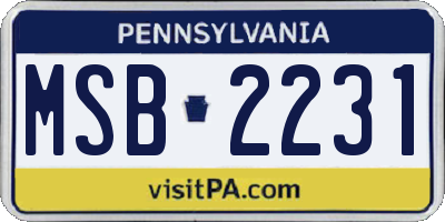 PA license plate MSB2231