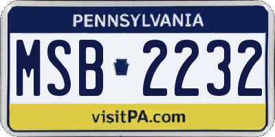 PA license plate MSB2232