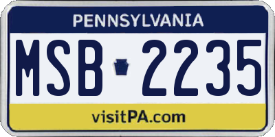 PA license plate MSB2235