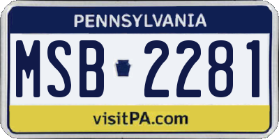 PA license plate MSB2281