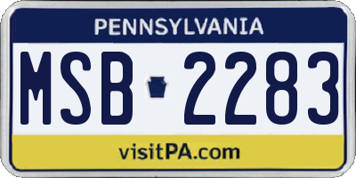 PA license plate MSB2283