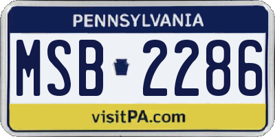 PA license plate MSB2286